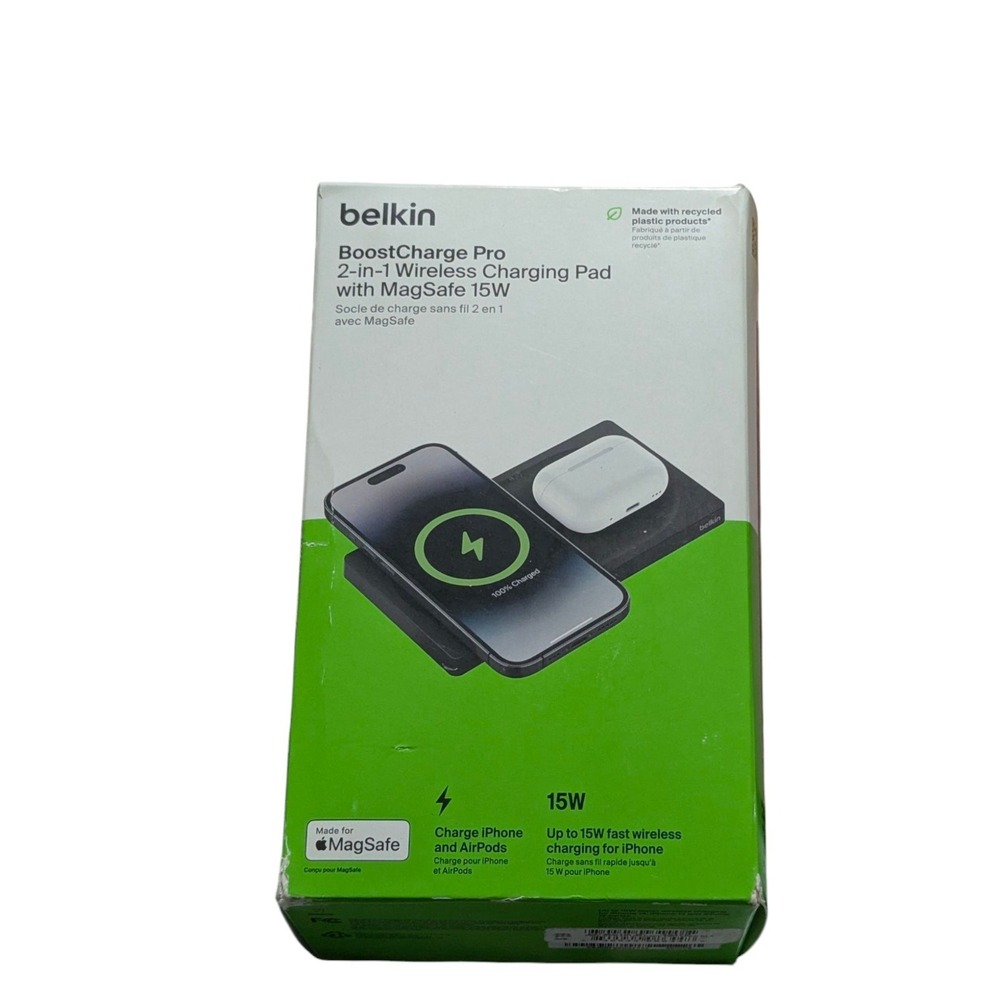 Bb.N Belkin BoostCharge Pro 2-in-1 Wireless iPhone Charging Pad W/Magsafe 15W‎